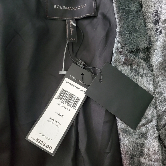 NEW BCBGMaxAzria Metallic Double Breasted Blazer Suit Jacket Silver - Picture 4 of 5